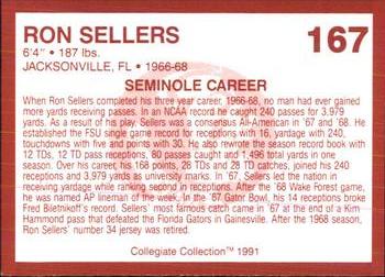 1990-91 Collegiate Collection Florida State Seminoles #167 Ron Sellers Back
