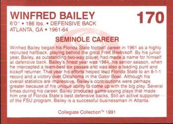 1990-91 Collegiate Collection Florida State Seminoles #170 Winfred Bailey Back