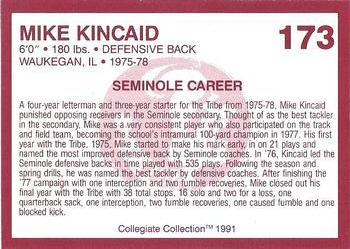 1990-91 Collegiate Collection Florida State Seminoles #173 Mike Kincaid Back