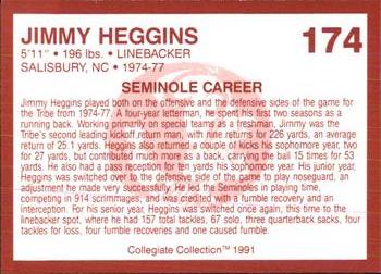 1990-91 Collegiate Collection Florida State Seminoles #174 Jimmy Heggins Back