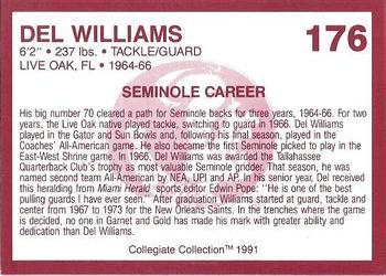 1990-91 Collegiate Collection Florida State Seminoles #176 Del Williams Back