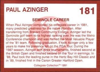 1990-91 Collegiate Collection Florida State Seminoles #181 Paul Azinger Back