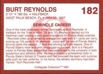 1990-91 Collegiate Collection Florida State Seminoles #182 Burt Reynolds Back