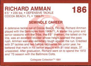 1990-91 Collegiate Collection Florida State Seminoles #186 Richard Amman Back
