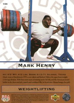 1996 Upper Deck USA Olympicards #104 Mark Henry Back
