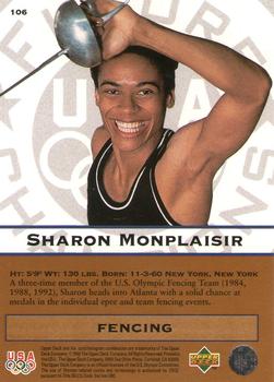 1996 Upper Deck USA Olympicards #106 Sharon Monplaisir Back