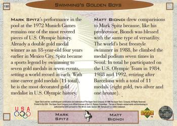 1996 Upper Deck USA Olympicards #130 Mark Spitz / Matt Biondi Back