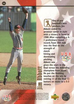 1996 Upper Deck USA Olympicards #52 Jim Abbott Back