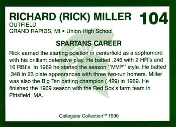 1990 Collegiate Collection Michigan State Spartans #104 Richard (Rick) Miller Back