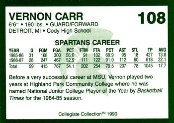 1990 Collegiate Collection Michigan State Spartans #108 Vernon Carr Back