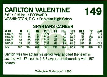 1990 Collegiate Collection Michigan State Spartans #149 Carlton Valentine Back