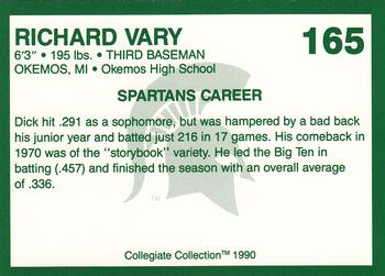 1990 Collegiate Collection Michigan State Spartans #165 Richard Vary Back