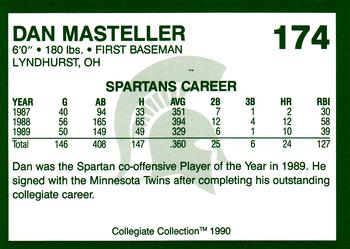 1990 Collegiate Collection Michigan State Spartans #174 Dan Masteller Back