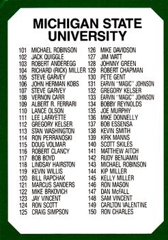 1990 Collegiate Collection Michigan State Spartans #200 Michigan State University Checklist (101-200) Front