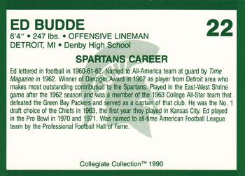1990 Collegiate Collection Michigan State #22 Ed Budde Back
