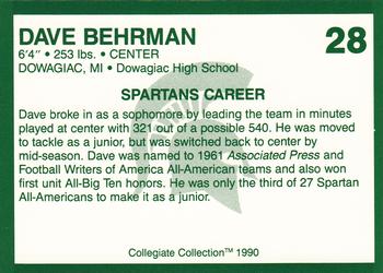 1990 Collegiate Collection Michigan State Spartans #28 Dave Behrman Back