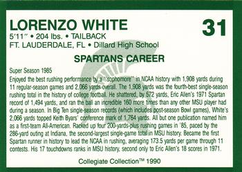 1990 Collegiate Collection Michigan State Spartans #31 Lorenzo White Back