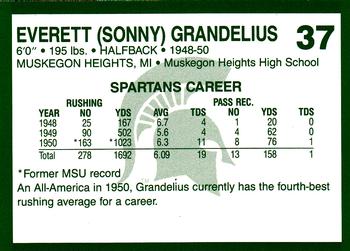 1990 Collegiate Collection Michigan State Spartans #37 Everett (Sonny) Grandelius Back
