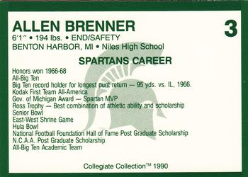 1990 Collegiate Collection Michigan State Spartans #3 Allen Brenner Back