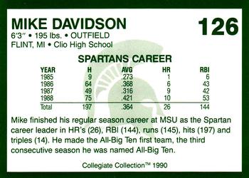 1990 Collegiate Collection Michigan State Spartans #126 Mike Davidson Back