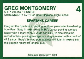1990 Collegiate Collection Michigan State Spartans #4 Greg Montgomery Back