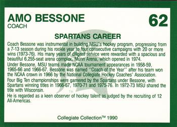 1990 Collegiate Collection Michigan State Spartans #62 Amo Bessone Back