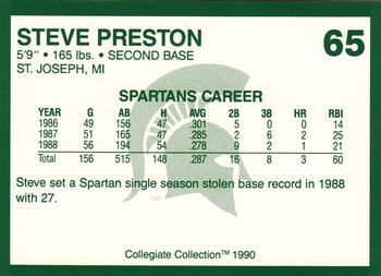 1990 Collegiate Collection Michigan State Spartans #65 Steve Preston Back