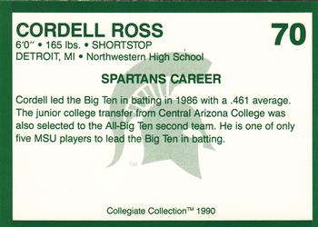 1990 Collegiate Collection Michigan State Spartans #70 Cordell Ross Back
