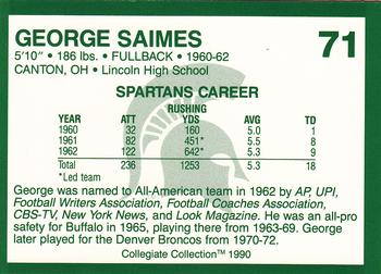 1990 Collegiate Collection Michigan State Spartans #71 George Saimes Back
