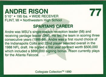 1990 Collegiate Collection Michigan State Spartans #77 Andre Rison Back
