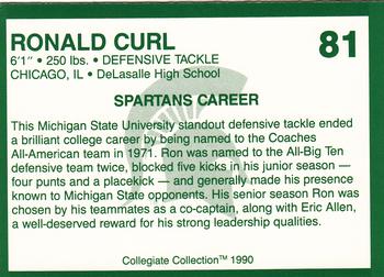 1990 Collegiate Collection Michigan State Spartans #81 Ronald Curl Back