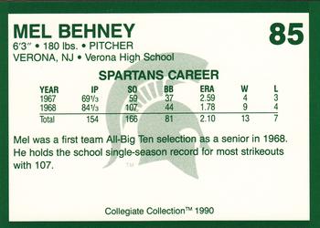 1990 Collegiate Collection Michigan State Spartans #85 Mel Behney Back