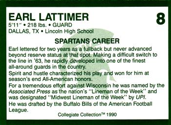 1990 Collegiate Collection Michigan State Spartans #8 Earl Lattimer Back