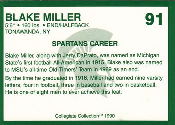 1990 Collegiate Collection Michigan State Spartans #91 Blake Miller Back