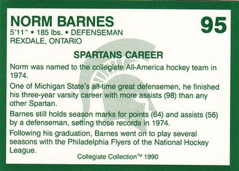 1990 Collegiate Collection Michigan State Spartans #95 Norm Barnes Back