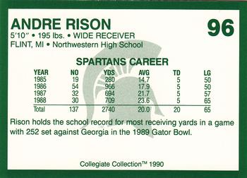 1990 Collegiate Collection Michigan State Spartans #96 Andre Rison Back