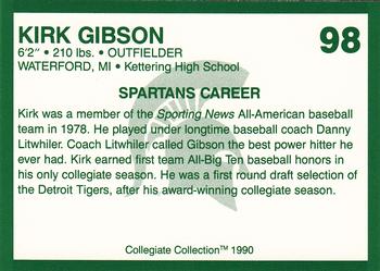 1990 Collegiate Collection Michigan State Spartans #98 Kirk Gibson Back