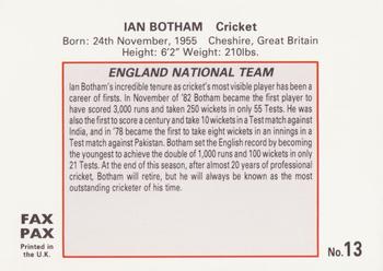 1993 Fax Pax World of Sport #13 Ian Botham Back