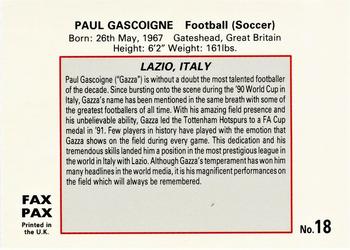 1993 Fax Pax World of Sport #18 Paul Gascoigne Back
