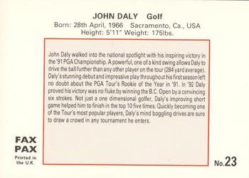 1993 Fax Pax World of Sport #23 John Daly Back