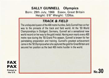 1993 Fax Pax World of Sport #30 Sally Gunnell Back