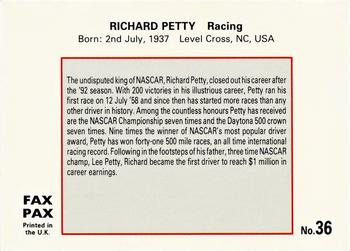 1993 Fax Pax World of Sport #36 Richard Petty Back