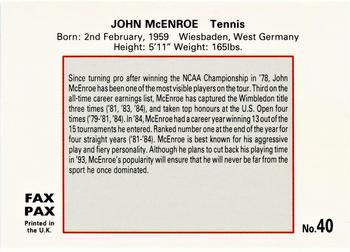 1993 Fax Pax World of Sport #40 John McEnroe Back