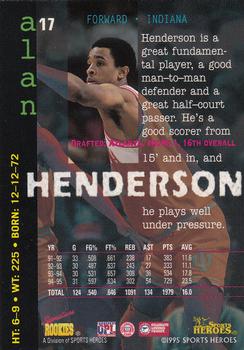 1995 Signature Rookies Fame and Fortune #17 Alan Henderson Back