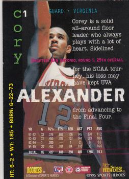 1995 Signature Rookies Fame and Fortune #1 Cory Alexander Back