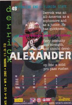 1995 Signature Rookies Fame and Fortune #49 Derrick Alexander Back