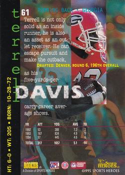 1995 Signature Rookies Fame and Fortune #61 Terrell Davis Back