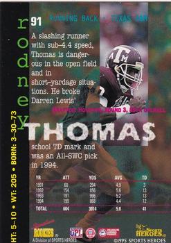 1995 Signature Rookies Fame and Fortune #91 Rodney Thomas Back