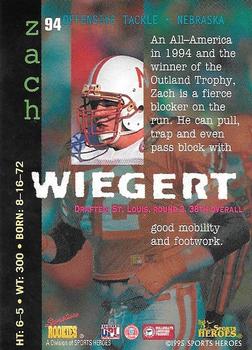 1995 Signature Rookies Fame and Fortune #94 Zach Wiegert Back