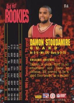 1995 Signature Rookies Fame and Fortune - Red Hot Rookies #R4 Damon Stoudamire Back